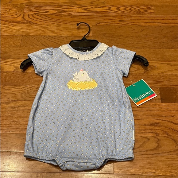 healthtex Other - Healthtex Romper with White Lace Collar and Decorative Peeps Accent